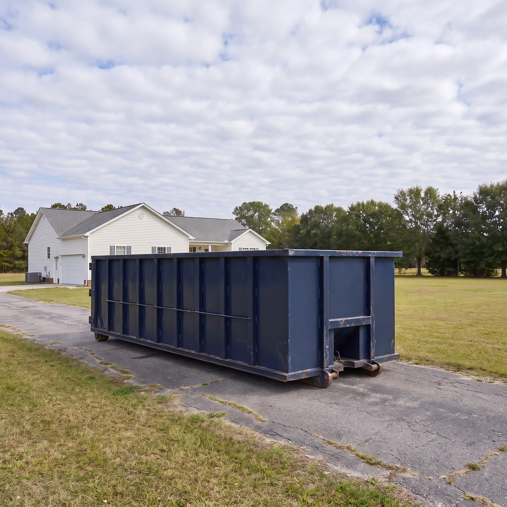 Roll-off dumpster on a Nebraska job site