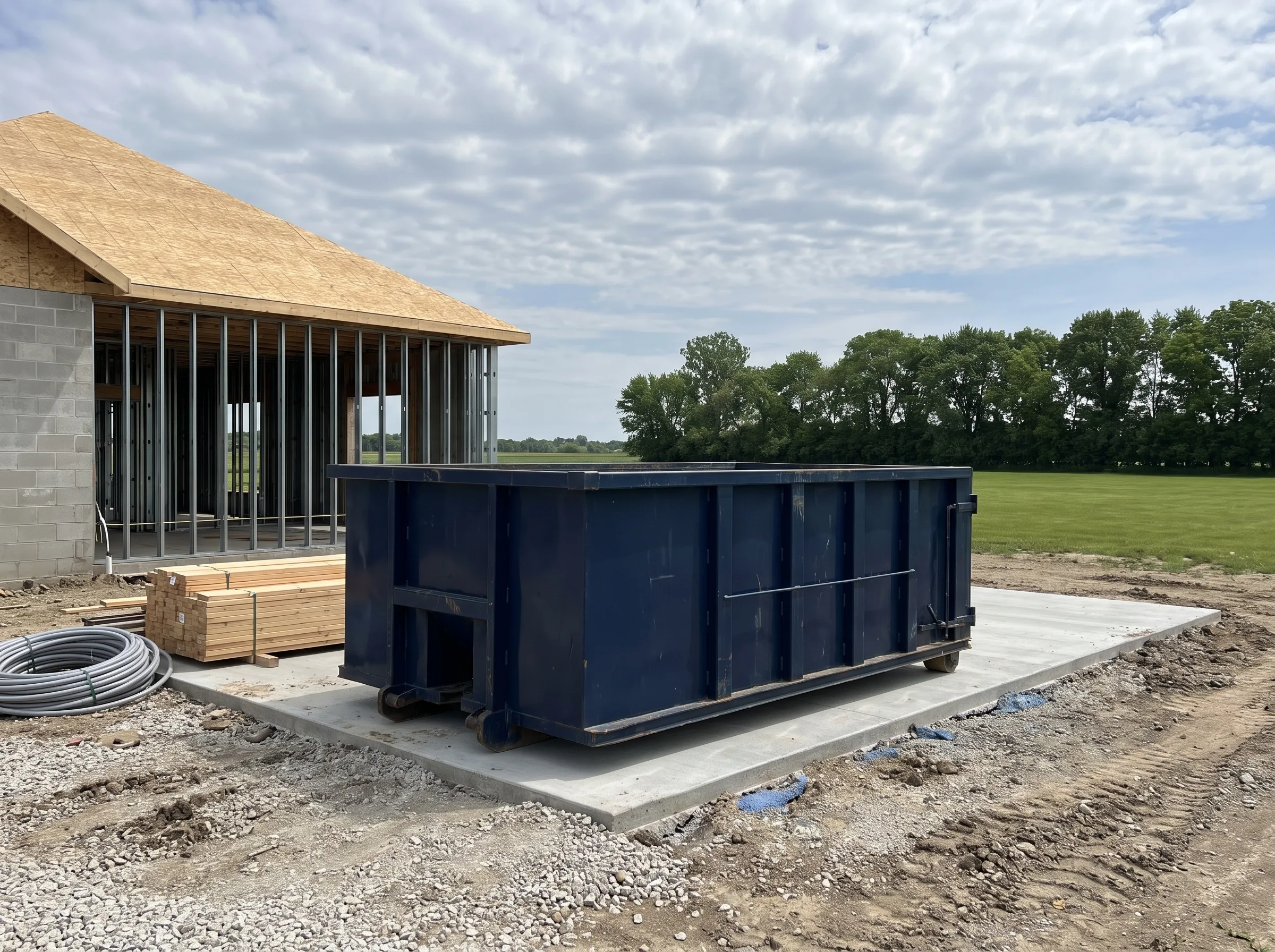 Roll-off dumpster being loaded in Nebraska