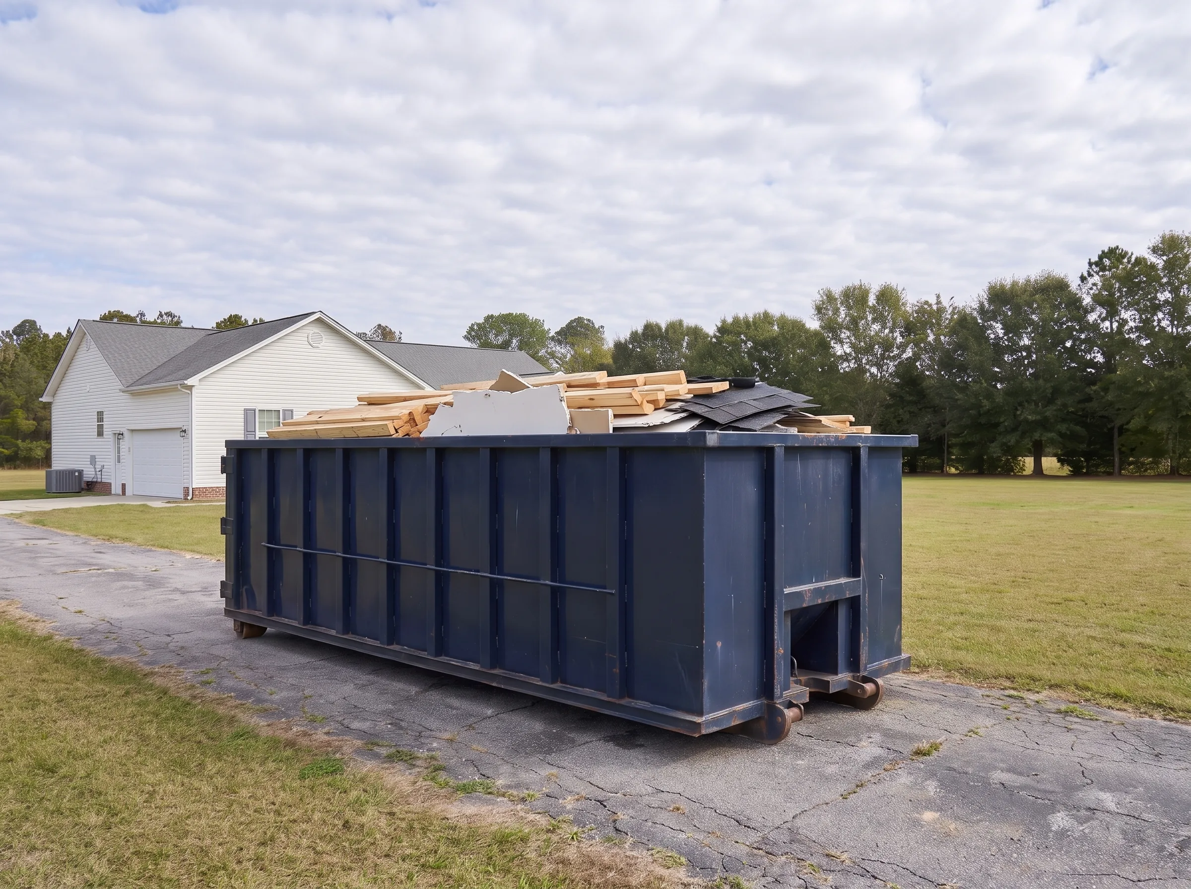 Roll-off dumpster being loaded in Cedar County, NE